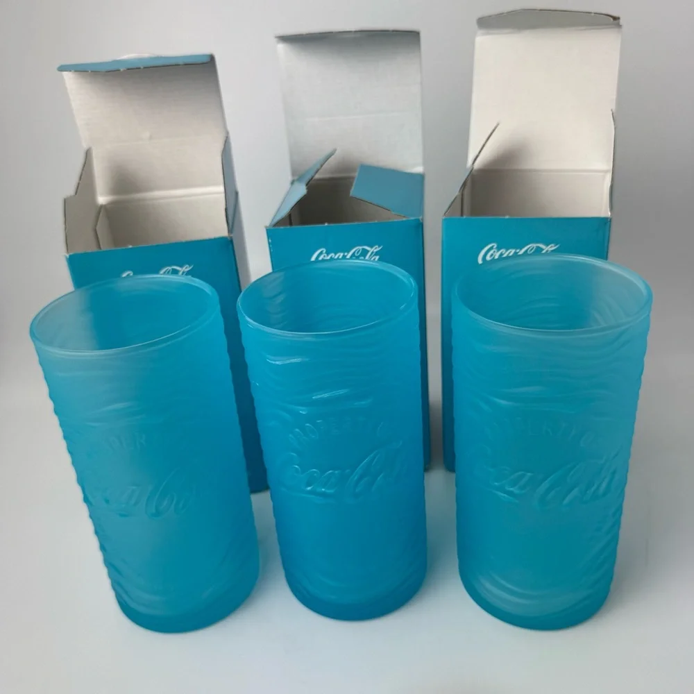 Lot of 3 Coca-Cola Glasses Blue Limited Edition 2025